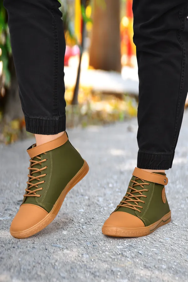 Green_Synthetic_Leather_High_Tops_For_Men