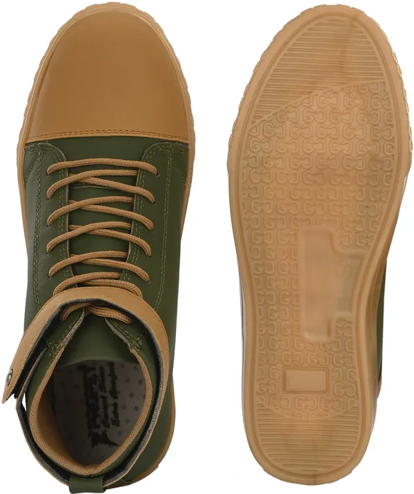 Green_Synthetic_Leather_High_Tops_For_Men