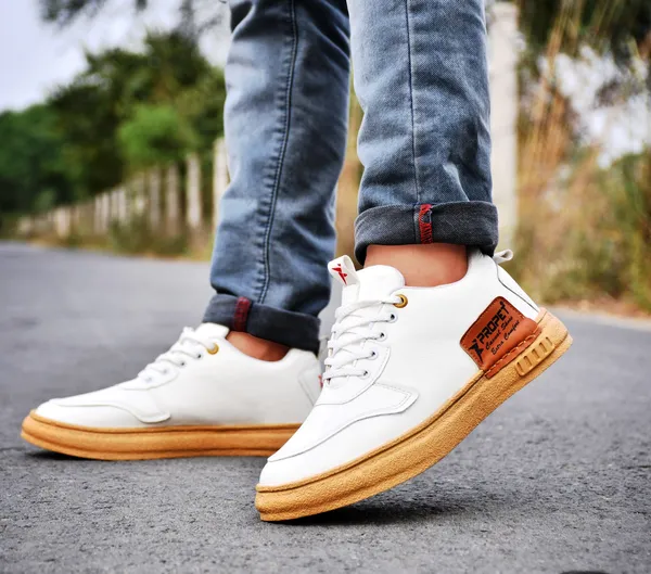 White_Synthetic_Leather_Sneakers_For_Men