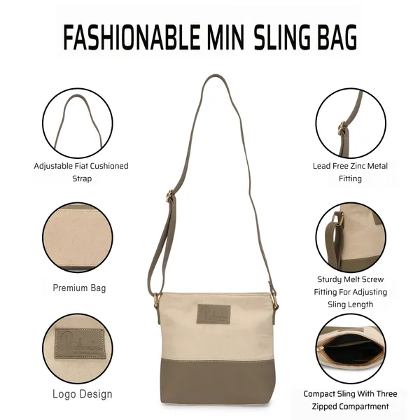 Khaki_Brown_Cross_Body_Fancy_Canvas_Bag_With_Three_Zipper_Compartments