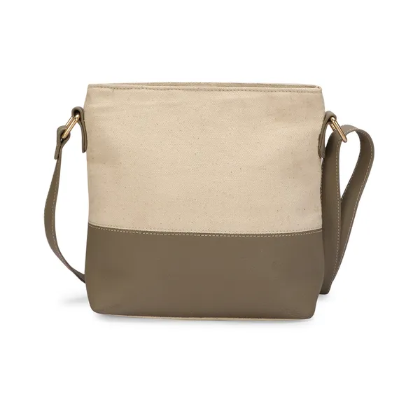 Khaki_Brown_Cross_Body_Fancy_Canvas_Bag_With_Three_Zipper_Compartments