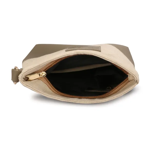 Khaki_Brown_Cross_Body_Fancy_Canvas_Bag_With_Three_Zipper_Compartments