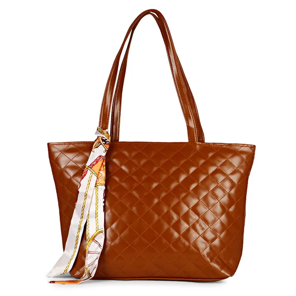 Brown_Quilted_Fancy_Tote_Bag_With_Trendy_Ribbon