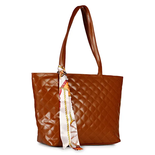 Brown_Quilted_Fancy_Tote_Bag_With_Trendy_Ribbon