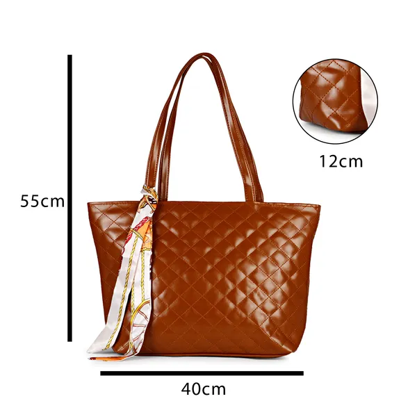 Brown_Quilted_Fancy_Tote_Bag_With_Trendy_Ribbon