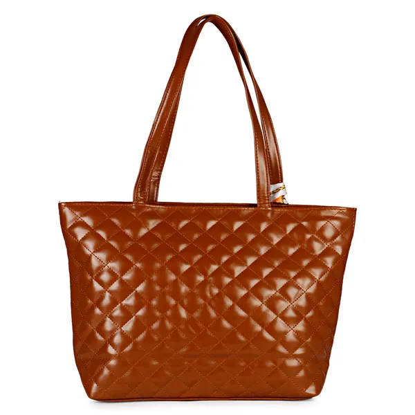 Brown_Quilted_Fancy_Tote_Bag_With_Trendy_Ribbon