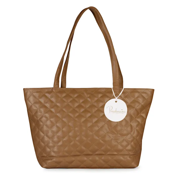 Caramel_Brown_Quilted_Fancy_Tote_Bag_With_Trendy_Ribbon