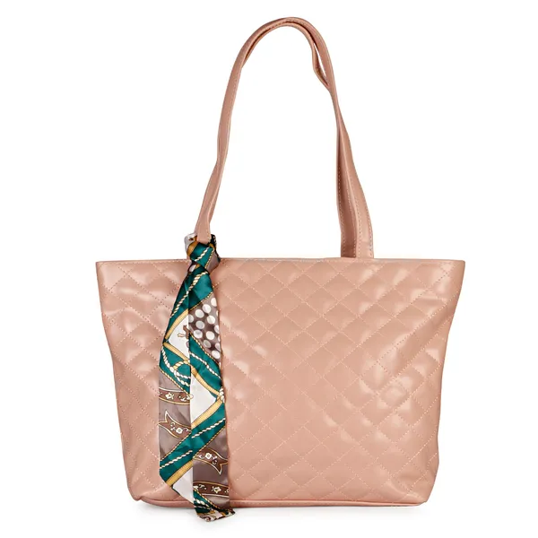 Peach_Stylish_Quilted_Fancy_Tote_Bag_With_Trendy_Ribbon