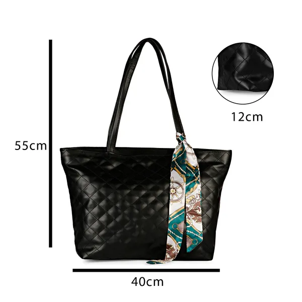 Black_Quilted_Fancy_Tote_Bag_With_Trendy_Ribbon