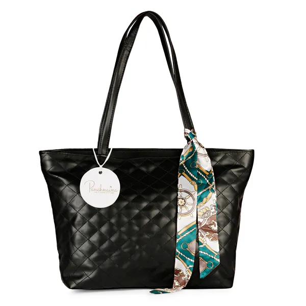 Black_Quilted_Fancy_Tote_Bag_With_Trendy_Ribbon