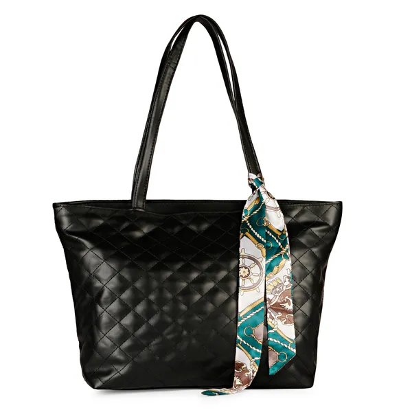 Black_Quilted_Fancy_Tote_Bag_With_Trendy_Ribbon