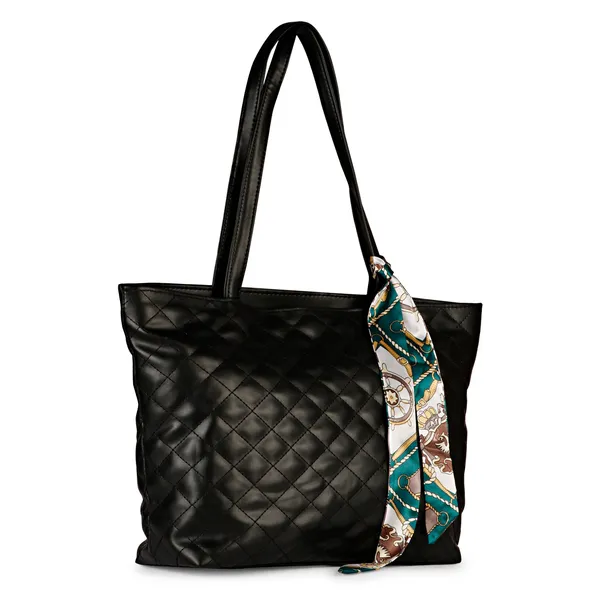 Black_Quilted_Fancy_Tote_Bag_With_Trendy_Ribbon