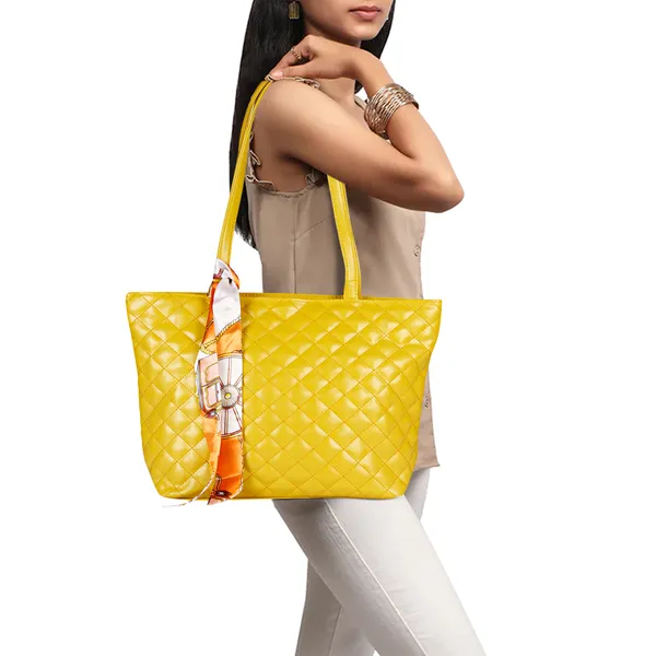 Yellow_Quilted_Fancy_Tote_Bag_With_Trendy_Ribbon