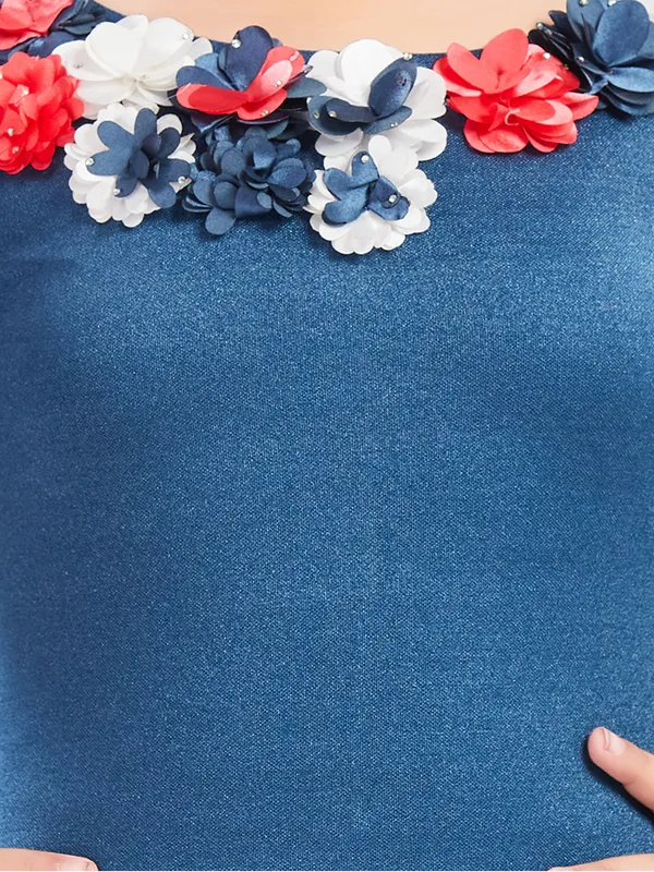 Blue_Polyester_Half_Sleeve_Round_Neck_Gown_Dress_For_Girls