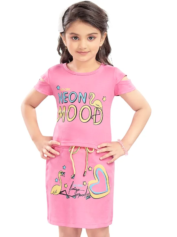 Pink_Hosiery_Text_Print_Top_&_Skirt_For_Girls