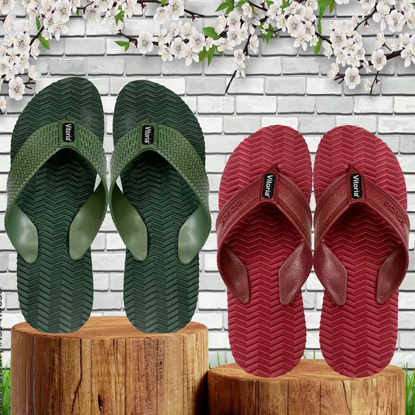 Green_&_Red_Rubber_Premium_Slippers_For_Men_-_Pack_Of_2