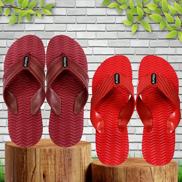 Maroon_&_Red_Rubber_Premium_Slippers_For_Men_-_Pack_Of_2