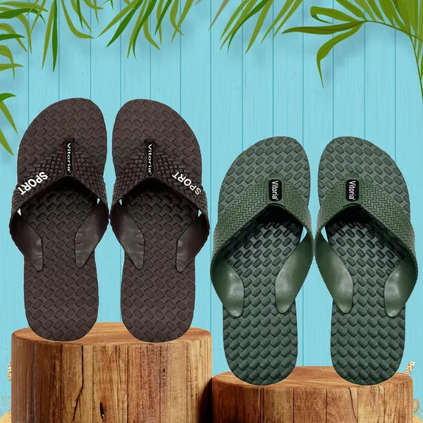 Brown_&_Green_Rubber_Premium_Slippers_For_Men_-_Pack_Of_2