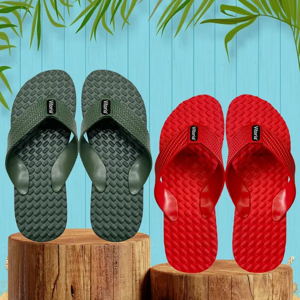 Red_&_Green_Rubber_Premium_Slippers_For_Men_-_Pack_Of_2