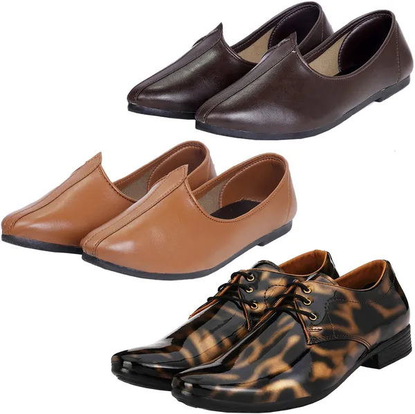 Black_&_Gold_&_Tan_&_Brown_PU_Premium_Jutis_Shoe_For_Men