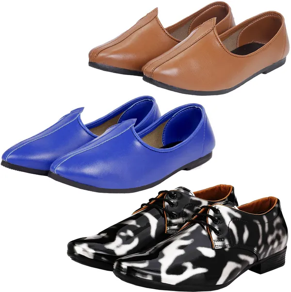 Black_&_Silver_&_Tan_PU_Premium_Jutis_Shoe_For_Men