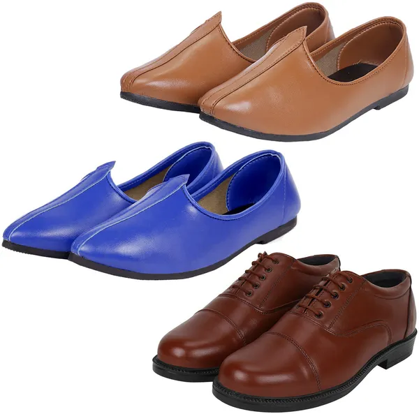 Brown_&_Blue_&_Tan_PU_Premium_Jutis_Shoe_For_Men