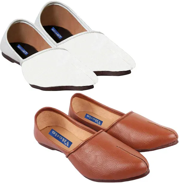 Tan_&_White_PU_Premium_Mojaris_Shoe_For_Men