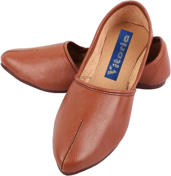 Tan_&_White_PU_Premium_Mojaris_Shoe_For_Men