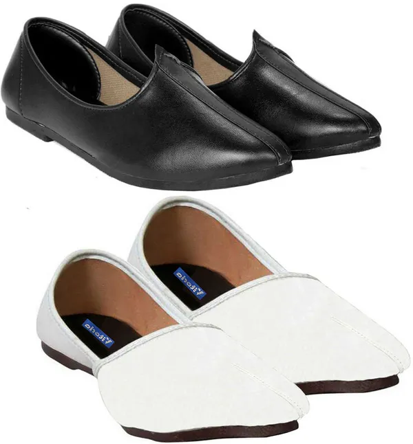 White_&_Black_PU_Premium_Jutis_Shoe_For_Men