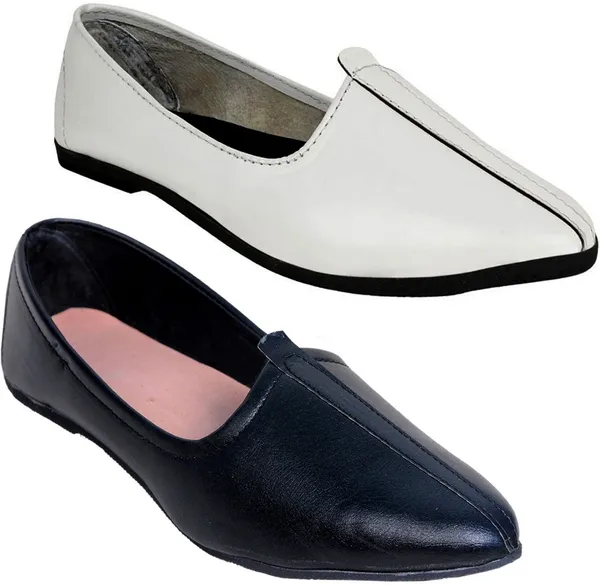 White_&_Black_Synthetic_Leather_Premium_Jutis_Shoe_For_Men