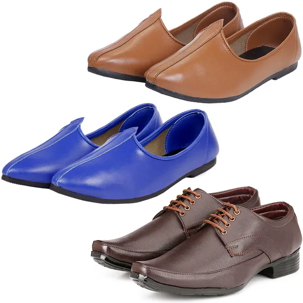 Brown_&_Blue_&_Tan_PU_Premium_Jutis_Shoe_For_Men
