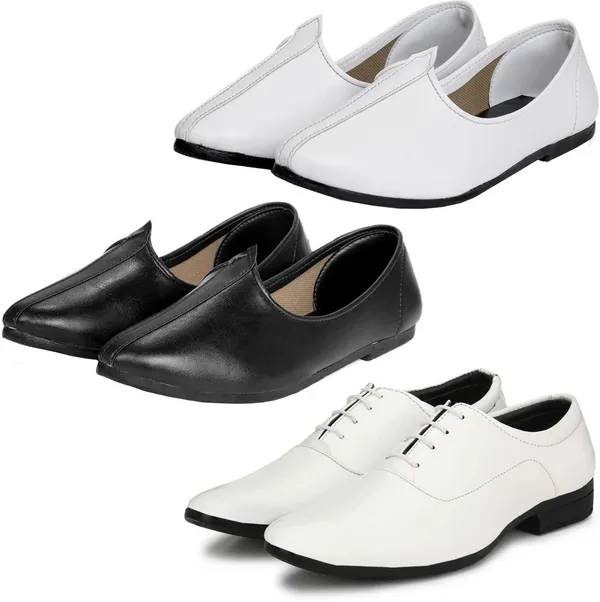 Black_&_White_PU_Premium_Jutis_Shoe_For_Men