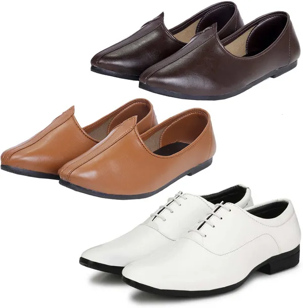 White_&_Brown_&_Tan_PU_Premium_Jutis_Shoe_For_Men