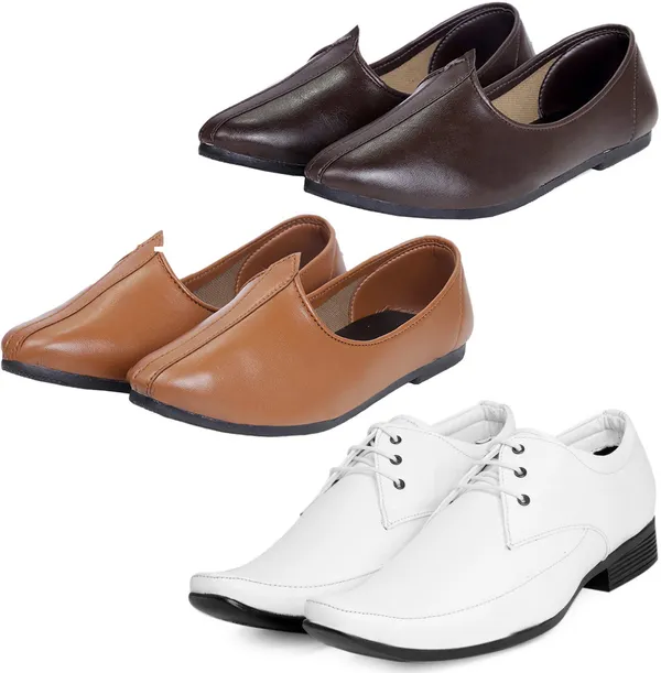 White_&_Brown_&_Tan_PU_Premium_Jutis_Shoe_For_Men