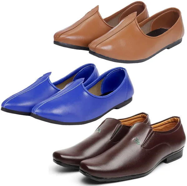 Brown_&_Blue_&_Tan_PU_Premium_Jutis_Shoe_For_Men