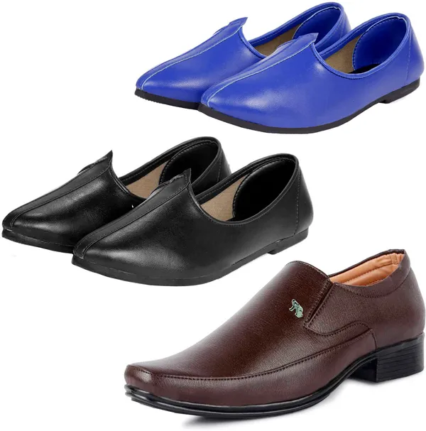 Black_&_Blue_&_Brown_PU_Premium_Jutis_Shoe_For_Men