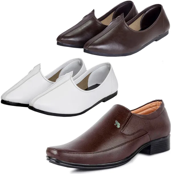 Brown_&_White_PU_Premium_Jutis_Shoe_For_Men