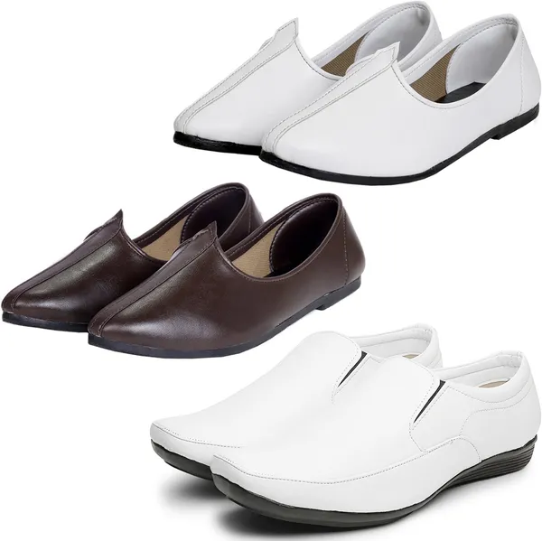 White_&_Brown_PU_Premium_Jutis_Shoe_For_Men