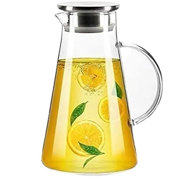 1800ml_Italian_Water_Juice_Jug_Pot,_Lemonade,__Stainless_Steel_Air_Tight_Cap,Transparent_Borosilicate_Glass