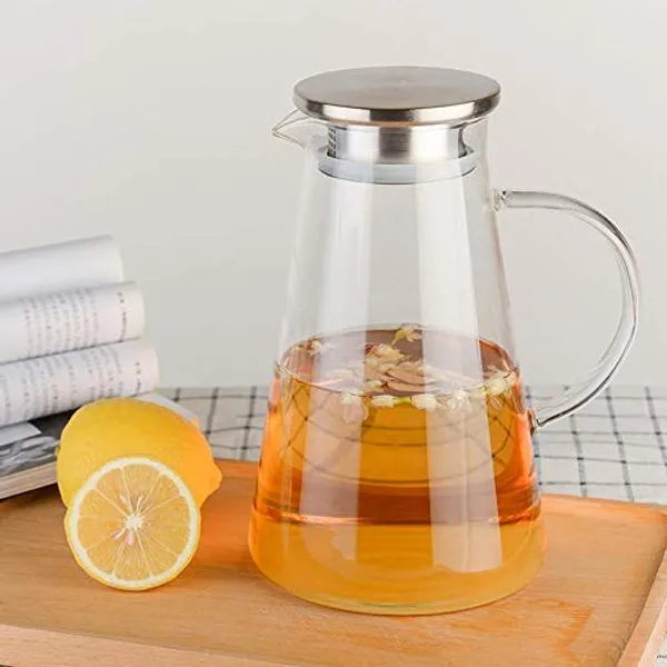 1800ml_Italian_Water_Juice_Jug_Pot,_Lemonade,__Stainless_Steel_Air_Tight_Cap,Transparent_Borosilicate_Glass