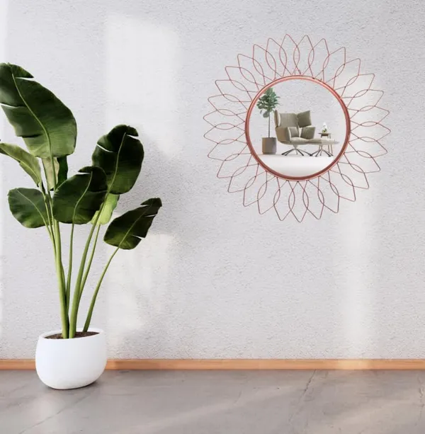 Rose_Gold_Beautiful_Modern_Designer_Sunflower_Iron_Decorative_Round_Framed_Wall_Mirror