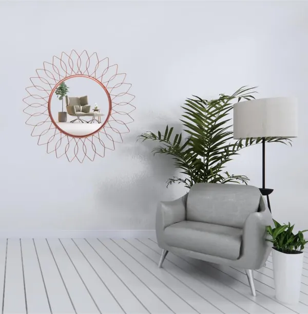 Rose_Gold_Beautiful_Modern_Designer_Sunflower_Iron_Decorative_Round_Framed_Wall_Mirror