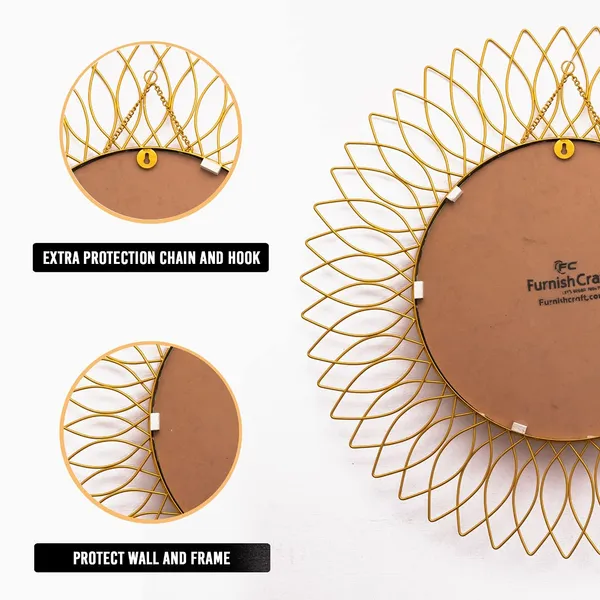 Gold_Beautiful_Modern_Designer_Sunflower_Iron_Decorative_Wall_Mirror