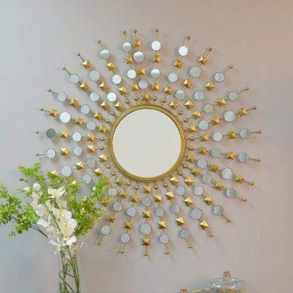 Gold_Glass_Round_Framed_Wall_Mirror