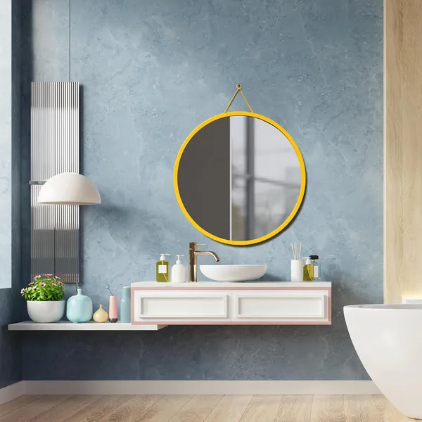 Yellow_Designer_Round_Wall_Mirror_For_Living_Room,_Bedroom,_Home_Decor_&_Gift
