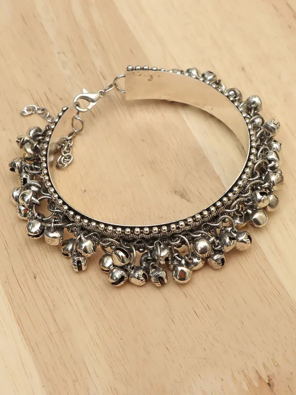 OZANOO Silver Oxidized Ghungroo Bracelet Kada Price in India Buy OZANOO Silver Oxidized Ghungroo Bracelet Kada online at undefined