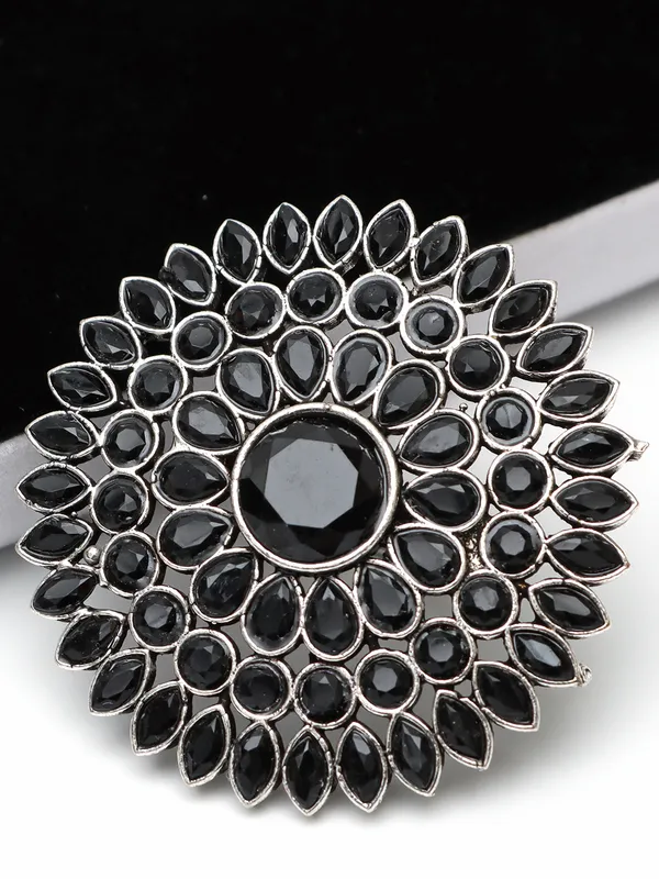 OZANOO Black Zircon Big Cocktail Oxidized Adjustable Stone Ring Price in  India Buy OZANOO Black Zircon Big Cocktail Oxidized Adjustable Stone Ring 