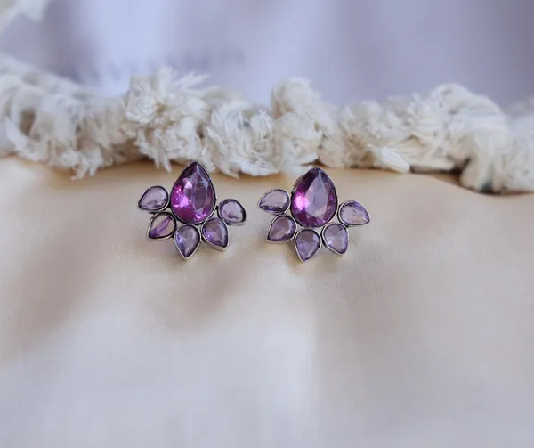 OZANOO Purple Monalisa Stone Stud Earring Price in India Buy OZANOO  Purple Monalisa Stone Stud Earring online at undefined