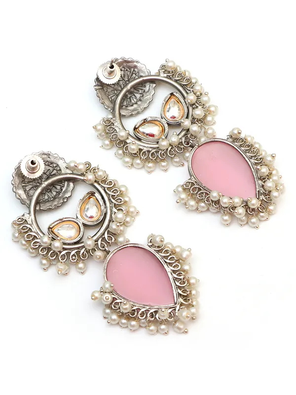 Pink_Antique_White_Silver_Monalisa_Stone_Handmade_Kundan_Earring