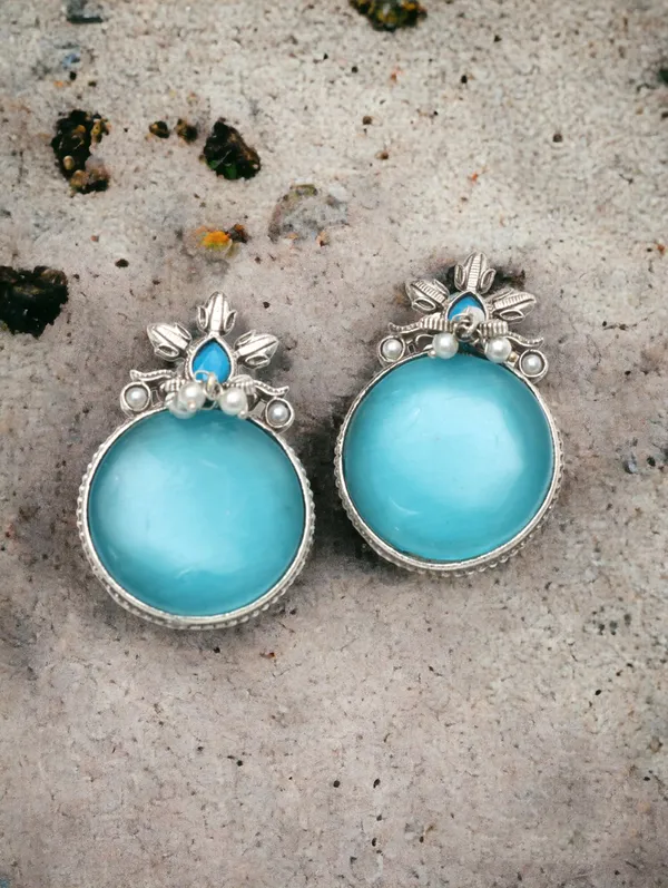 OZANOO Sky Blue Round Stone Monalisa Stud Earrings Price in India Buy  OZANOO Sky Blue Round Stone Monalisa Stud Earrings online at undefined